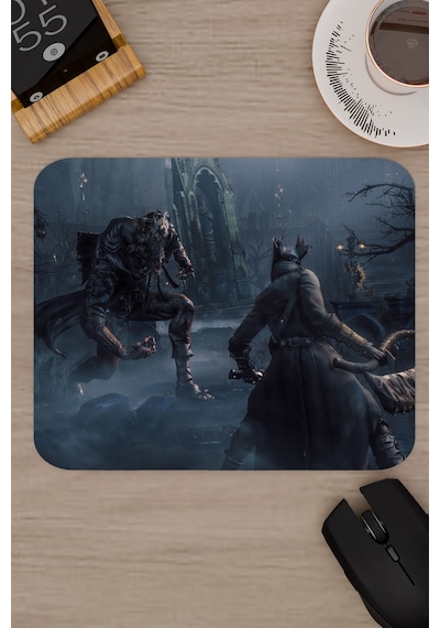 Bloodborne Kaymaz Dikişli Kauçuk Oyuncu Mousepad V2 - 22x18 Gaming Mouse Pad Fare Altlığı