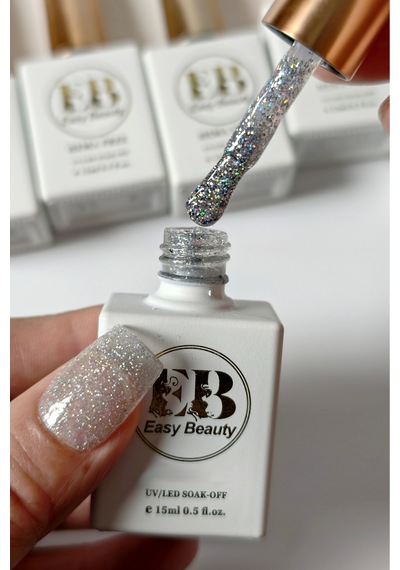 Gümüş Rengi Simli Kalıcı Oje - Nail Art Oje - Tpo İçermez - Glıtter Gel Polısh G2 57-g2