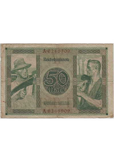 Almanya 50 Mark 1920 Weimar Cumhuriyeti Dönemi. Temiz.