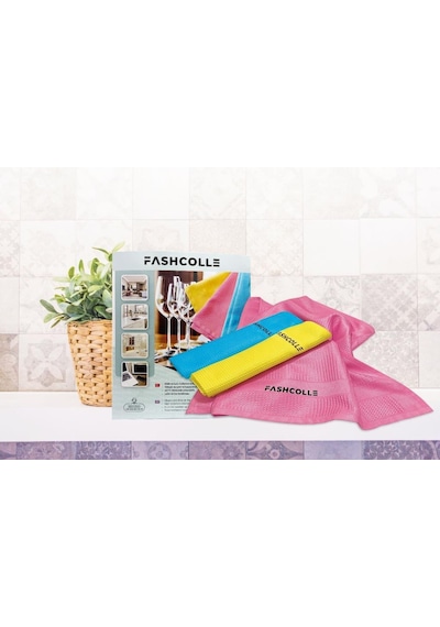 Fashcolle Mikrofiber Temizlik Bezi 3'lü X 3 Paket Toplam 9 Adet Gri - Kırmızı - Turuncu