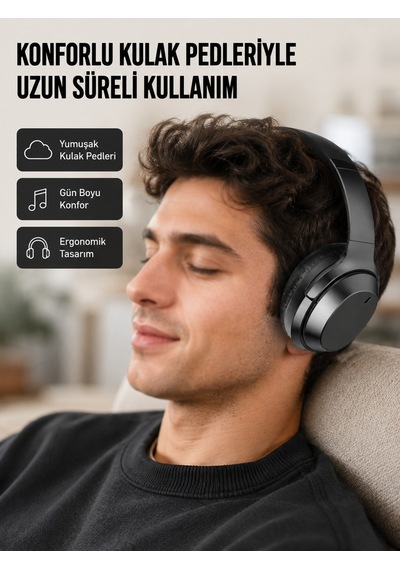Kablosuz Bluetooth Kulaklık 5.0 18 Saat Kullanım Dinamik Sürücü Siyah Yeni Nesil - Bayi Depom