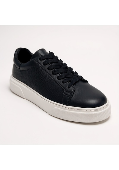 Erkek Deri Sneaker Ayakkabı Siyah-siyah Siyah