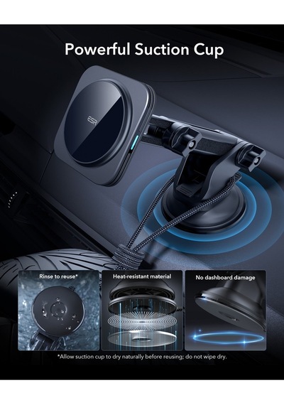 15w Qi2 Kablosuz Araç Şarj Cihazı Halolock - Siyah