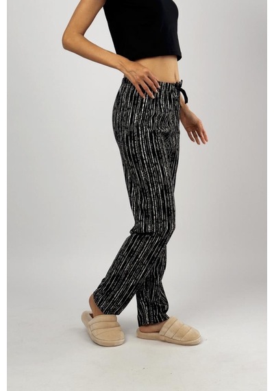 Kadın Kadife Pijama Altı Eşofman Pamuklu Siyah