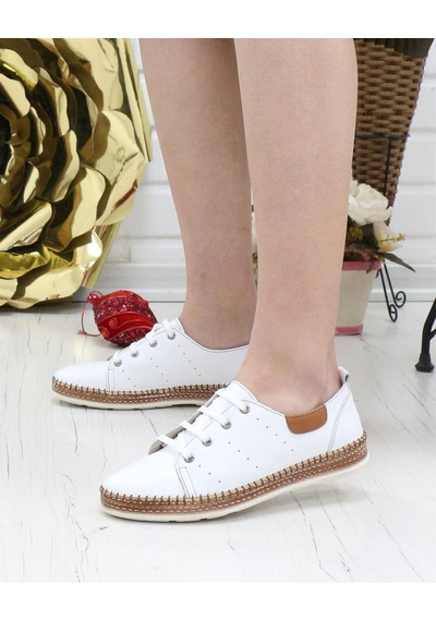 Nesil Shoes Syg P38 Beyaz Hakiki Deri Kadın Ayakkabı
