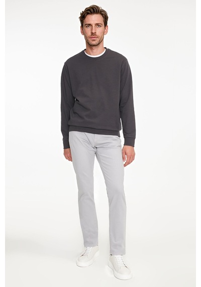 Ac&Co / Altınyıldız Classics Erkek Fume Pamuklu Standart Fit Normal Kesim 2 İplik Bisiklet Yaka Sweatshirt
