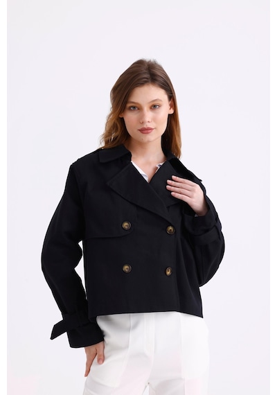 Pastelastore %100 Pamuk Gabardin Astarlı Oversize Geniş Kalıp Kadın Crop Kısa Trençkot 1122 Siyah Pastelastore %100 Pamuk Gabardin Astarlı Oversize Geniş Kalıp Kadın Crop Kısa Trençkot 1122 Siyah