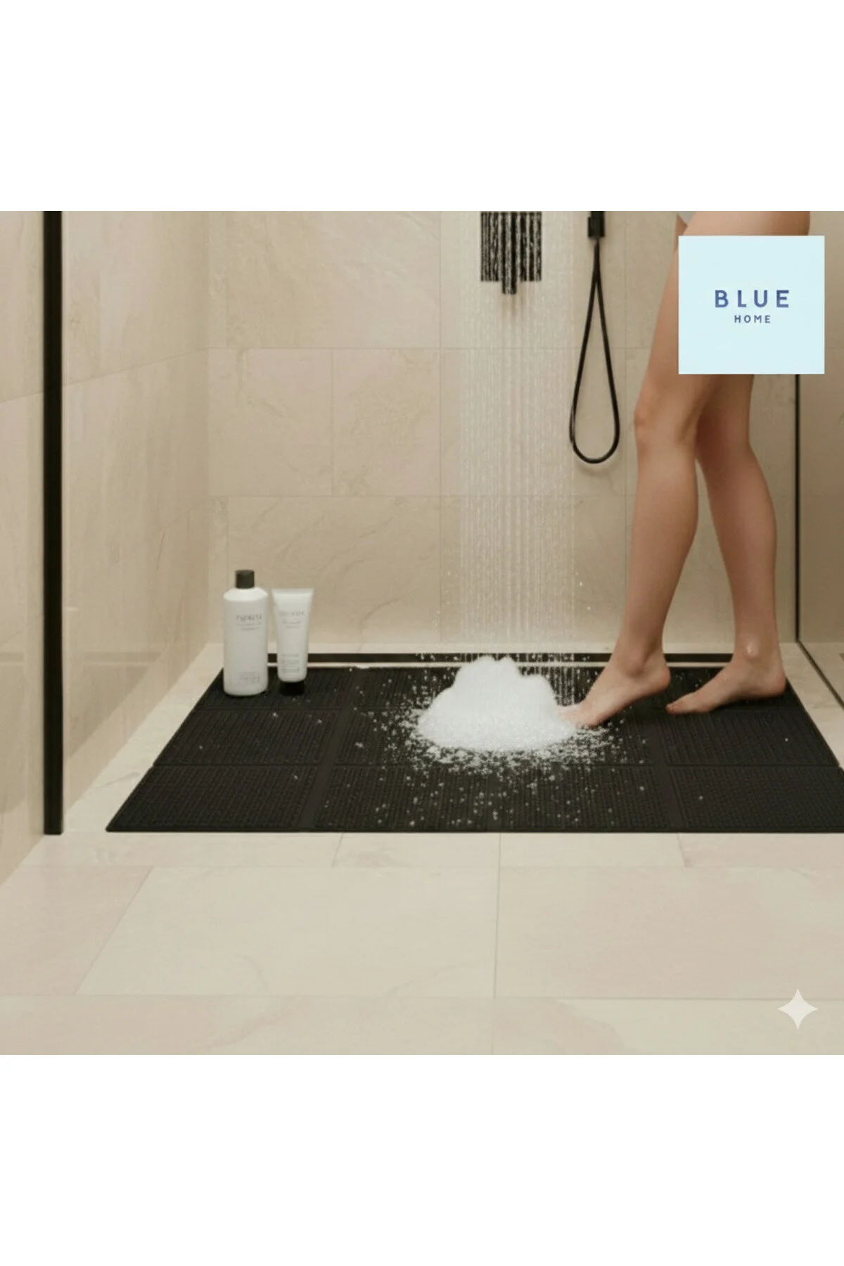 Banyo Duş Petek Mat Paspas, Kaymaz Islak Zemin Paspası -siyah- Eni: 90 Cm X 1 Mt