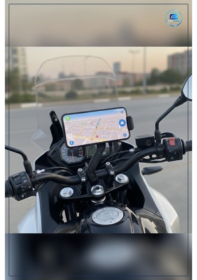 Motosiklet Gidon Telefon Tutucu Döner Kaymaz Sabitleme Sistemli S