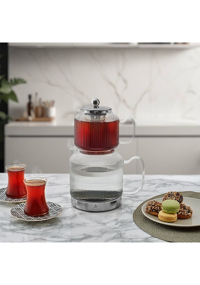 Aryıldız Wave Large Cam Çaydanlık Takımı Şeffaf