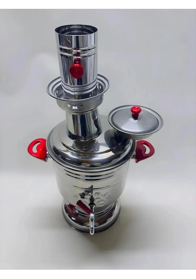 Vezir-iş 4 Litre Kömürlü Semaver Kırmızı Kulp