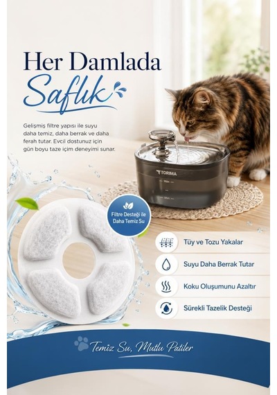 Akıllı Evcil Hayvan Su Pınarı Yedek Filtresi 1 Adet Tpd01 Uyumlu