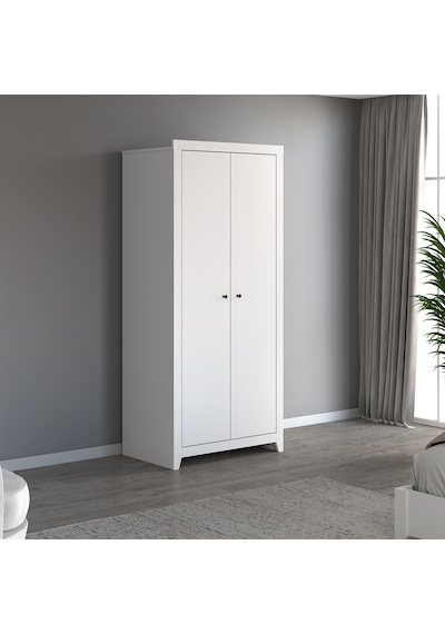 İnarch Dizayn Bled 2 Kapaklı Gardırop Şık Ve Minimalist Yatak Odası Dolabı Beyaz