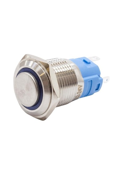16A-G1-E 16Mm Çıkık Yaylı Işıklı Metal Buton - Mavi