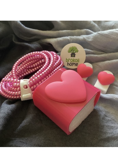 Brokoli Home Apple Uyumlu iPhone 18w/20w Şarj Kılıfı, Şarj Kablo Örme Aparatı, Kablo Koruyucu Aparatı,kalp Diğer