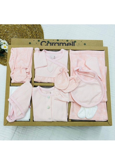 Caramell Barbosa %100 Pamuk Kız Bebek Yenidoğan 10'lu Hastane Çıkışı 56-62cm Zk1911 Yeni Sezon 2025 Pembe