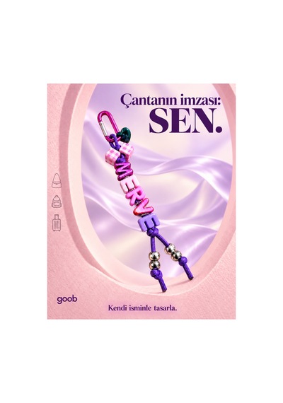 Goob İsimli Çanta Aksesuarı / Çanta Charm - Kişiye Özel Çok Renkli Çok Renkli