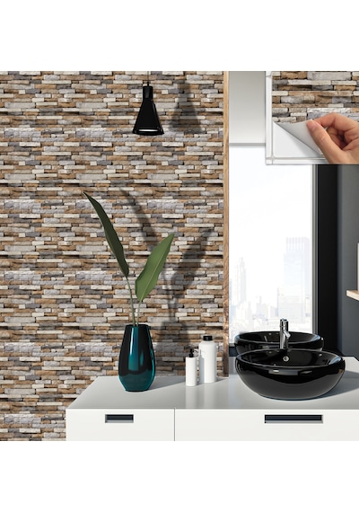 Kendinden Yapışkanlı Fayans Kaplama Pvc Karo Geometrik Taş Desen 60x120 Cm 7 Adet 5 M2