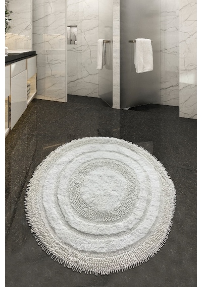 Macoroni Ekru 100X100 Cm Banyo Halısı %100 Doğal Pamuklu