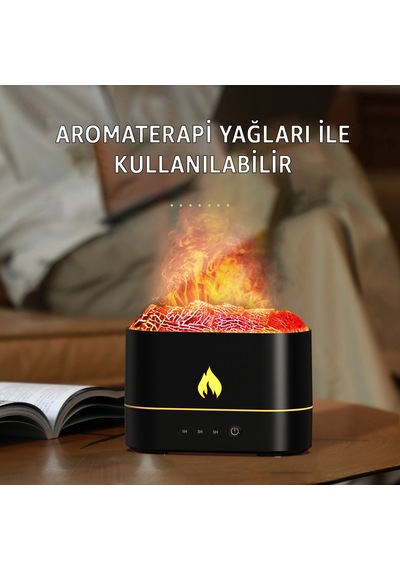 Robeve Işıklı Alev Efektli Aroma Difüzörü 7 Renk Rgb Alevli Hava Nemlendirici Buhar Makinesi, Sessiz Ultrasonik Teknoloji Şık Dekoratif Tasarım İle Aromaterapi Ve Ambiyans Aydınlatması Beyaz