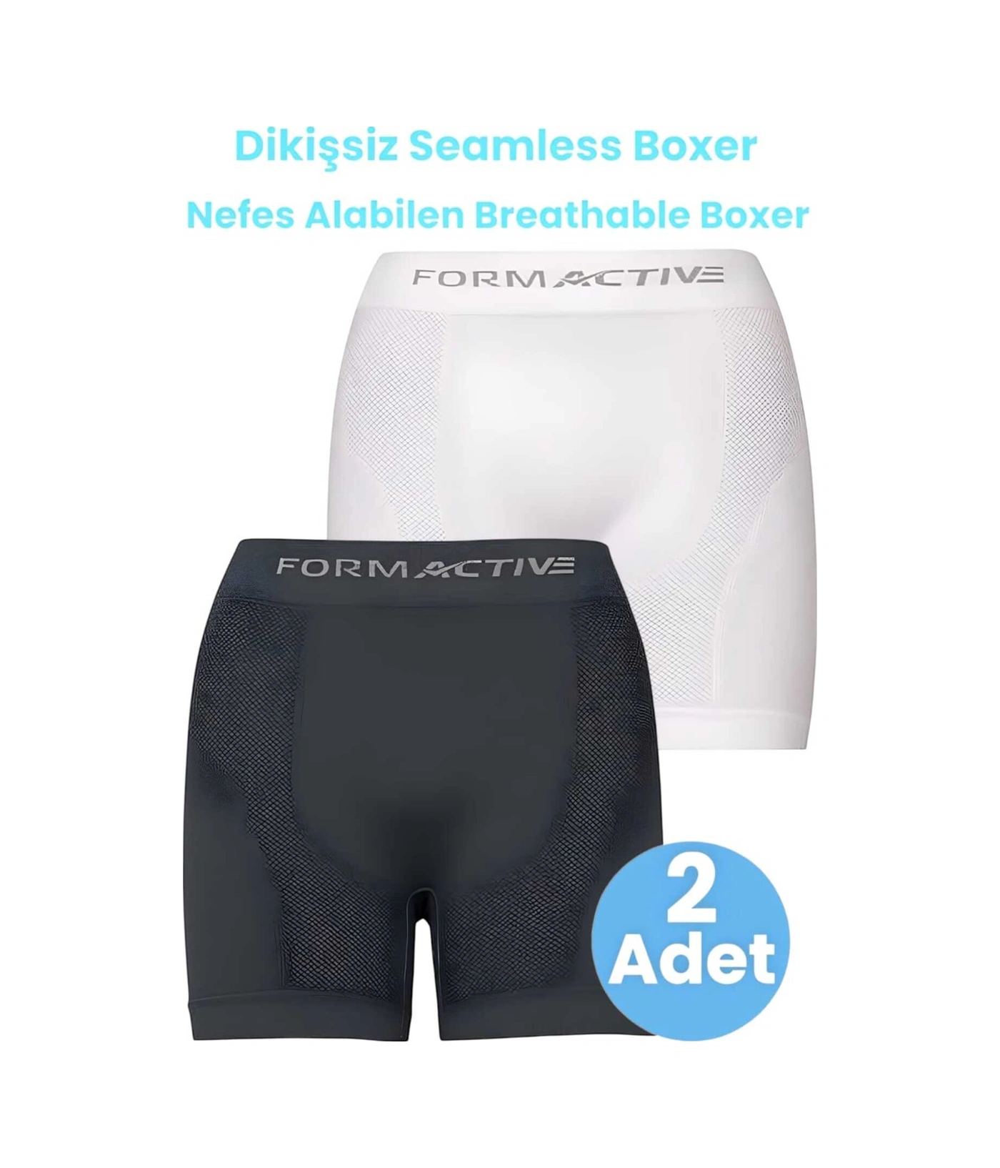 Tezzgelsin Erkek Dikişsiz/seamless Nefes Alabilen Boxer 2'li Set Beyaz - Füme