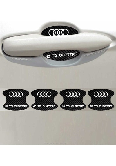 Karbon Desenli Audi 40 Tdı Quattro Kapı İçi Kolları Çizilmelere Karşı Özel Koruma Folyo Seti 40 Tdı Quattro Yazılı 4 Adet