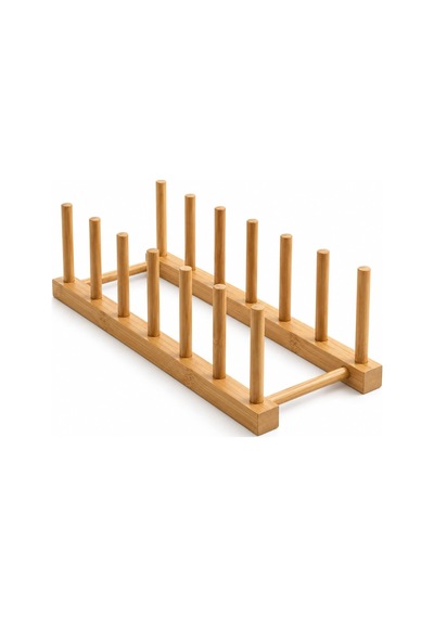 Tr 6 Bölmeli Bambu Tabaklık, 30 X 12 Cm Tezgâh Üstü Ve Dolap İçi Tabak Düzenleyici, Kesme Tahtası, Servis Taba Genel