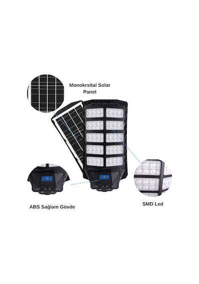 Forlife 1000 Watt Güneş Enerjili Solar Sokak Ve Yol Aydınlatma Armatürü