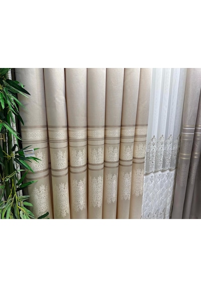 Nivemeshome Ft632255 V-115 Antakya Krem 1/3 Sık Pileli Fon Perde Apm Krem