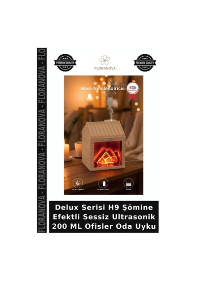 Delux Serisi H9 Şömine Efektli Sessiz Ultrasonik 200 Ml Ofisler Oda Uyku