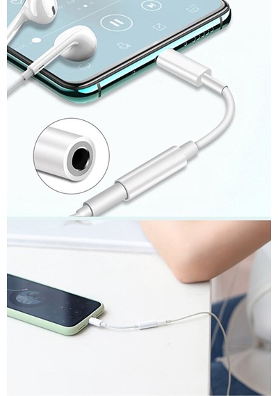 Iphone Ipad Ios Lightning Tak Çalıştır Kulaklık Araç Aux Çevirici Dönüştürücü 3.5mm Uyumlu Kl0263, One Si Beyaz