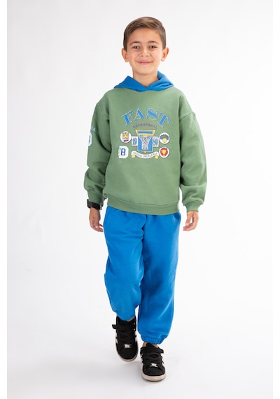 Harika Kids Erkek Çocuk Baskılı Kapşonlu Eşofman Takımı Yeşil