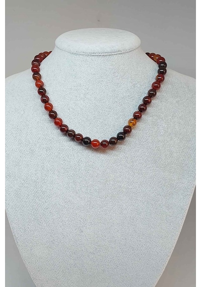 Akik Taşı Kolye 8mm (17303) (Klipsli) Çok Renkli