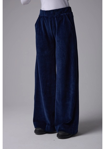 Defys Kadın Bol Paça Cepli Kadife Oversize Fit Pantolon Lacivert - 595424688 Lacivert