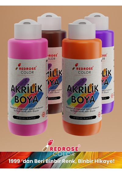 Red Rose Ara Renkler Akrilik Boya 4'lü Set 4 x 120 ML