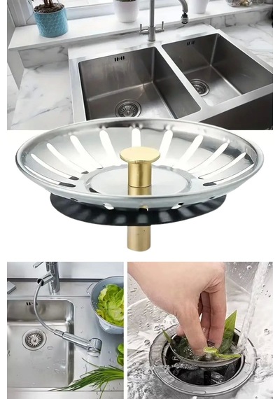 Paslanmaz Çelik Mutfak Evye Lavabo Süzgeci Lavabo Gideri Atık Gıda Tıpası Çok Renkli