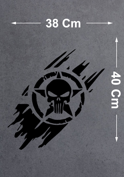 Kurukafa Punisher Sticker 2 Adet - Araba Oto Cam Motosiklet Karavan Sticker - 4x4 Offroad Kamp Adventure Sticker - 00100 40x38 Cm