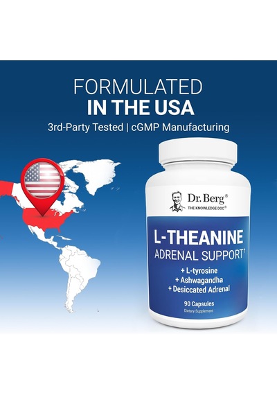 Dr. Berg L-theanine With Ashwa/gandha & L-tyrosine, Zinc & Manganese Adrenal Support Advanced 9-in-1