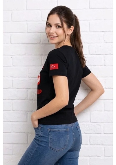 Yake Store Türkiye World Cup 2026 Baskılı Tişört Futbol Temalı Forma T-shirt - Siyah - Siyah