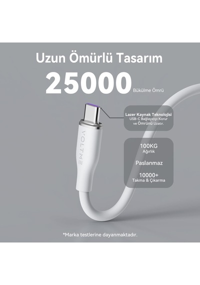Voltme C2031 Powerlink Moss 100w Type-c Şarj Kablosu 1m 5a-beyaz