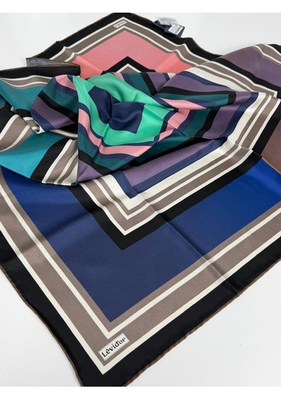 Levidor Twill İpek Eşarp-0944 Siyah-Mavi