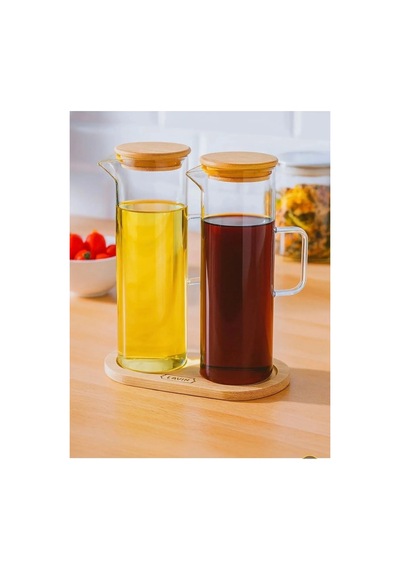 2'li Borosilikat Cam Yağdanlık Seti 280 Ml Şeffaf