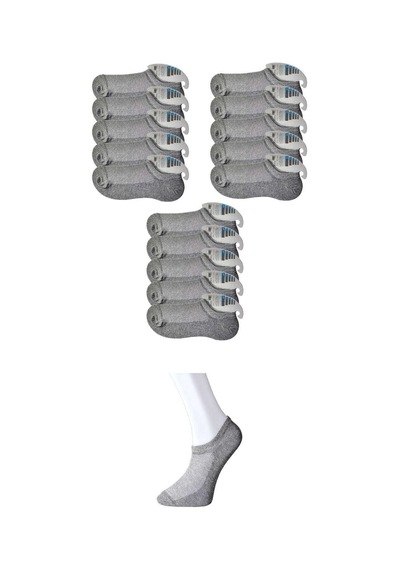 Gri Erkek Görünmez Çorap 15 Çift Çok Renkli