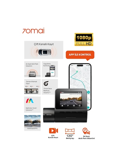 70mai Dash Cam A200 Araç İçi Kamera 2024