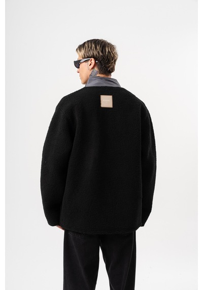 Respire Erkek Zip Oversize Teddy Ceket Siyah