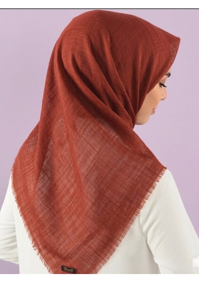 Özense Çift Flamlı Pamuklu Terletmeyen 4 Mevsim Kullanılabilir 100x100 Cm Eşarp Kiremit