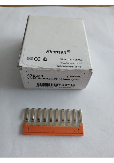 Klemsan 2,5mm2 pratik yay baskılı ray klemens için 10'lu üst köpr