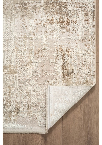 Matris Mı003b Bej Halı Modern Pamuk Taban Akrilik Tozuaz Salon Yatak Odası Koridor Halısı-1331