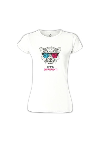 Think Different Beyaz Kadın Tshirt 001