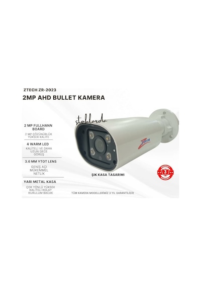 Ztech Zr-2023 2mp Ahd Fullcolor 3.6mm Bullet Dış Mekan Kamera